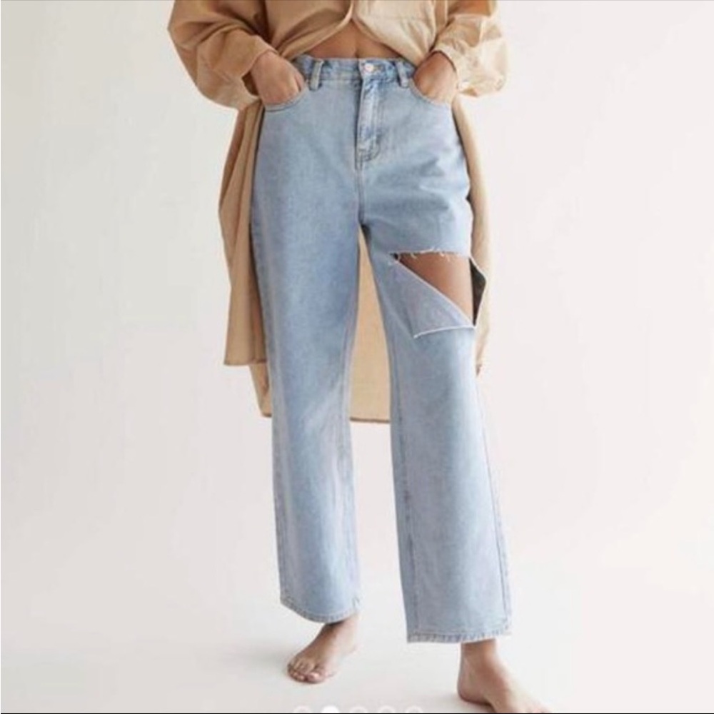 OAK + FORT Light Blue Straight Leg Jeans